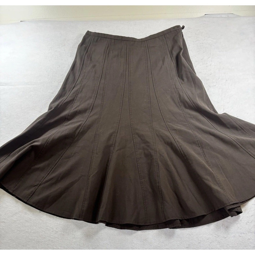 Larry Levine Women's‎ Size 6 Brown Flared Skirt Stretch Boot Ready Western Boho